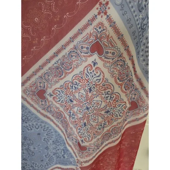 See You Monday Red Blue Hanky Heart Print Stretch Straight Maxi Skirt S/M NWT - Picture 8 of 9